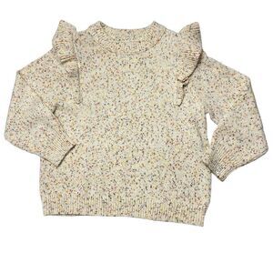 Universal Thread Confetti Ruffle Crew Neck Pullover Sweater Ivory Women's Sz 2X
